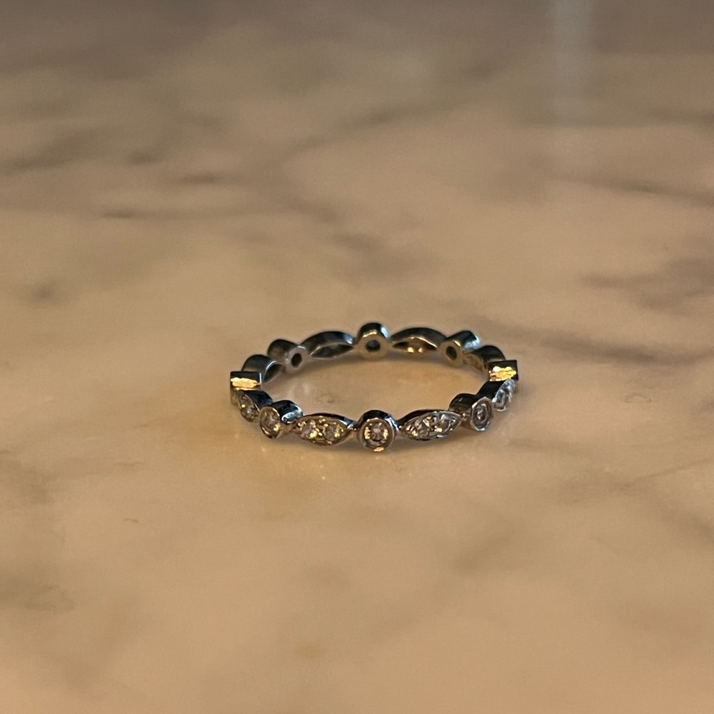 Tiffany style 18K diamond band